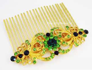 Lovely Bridal Green Swarovski Crystal Hair Comb C6164G  