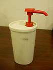 tupperware almond ketchup dispenser red pump expedited shipping 