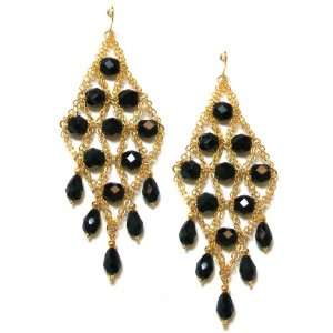 Second Glance Designs Goldtone Chain Diamond Chandelier Earrings with 