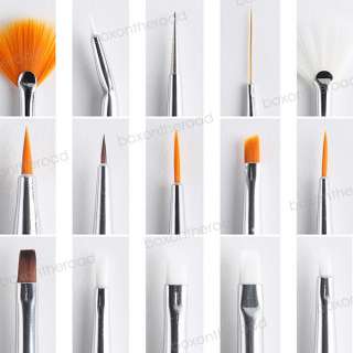 15 pcs New Beauty Cosmetic Tools Nail Art Pen Brush Set UV