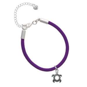    Small Open Turtle Charm on a Purple Malibu Charm Bracelet Jewelry