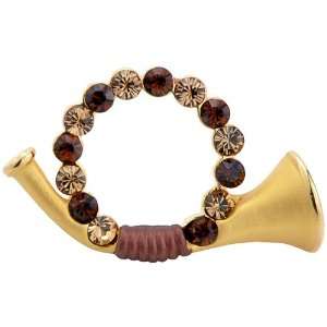    Topaz XMas Horn Swarovski Crystal Christmas Brooches Pins Jewelry