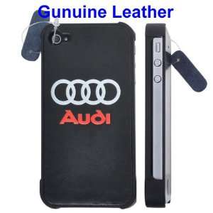   Logo Genuine Leather Coated Hard Plastic Case for iPhone 4/iPhone 4S