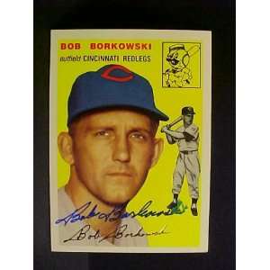Bob Borkowski Cincinnati Redlegs #138 1954 Topps Archives Gold Signed 