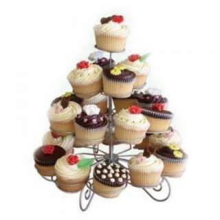 CUPCAKE STAND 4 TIERS HOLDS 23 ANY SIZE FAIRY CAKES MUFFINS 