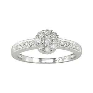  14K White Gold 1/2 ctw Diamond Cluster Ring Jewelry