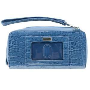  Blue Womens Leather Wallets Clutch Coin Purse Croco 