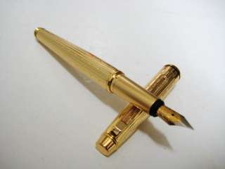 rich strip and dots gold coloured fountain pen fjs richly decorated 