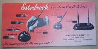 Esterbrook Fountain Pen Desk Set Unused Advertising Blotter  