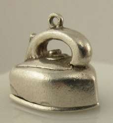   English Sterling Silver STEAM IRON Charm OPENS To DEVIL With FORK