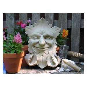  Concrete Cast Stone Garden Smile Leaf Face Plaque Patio 