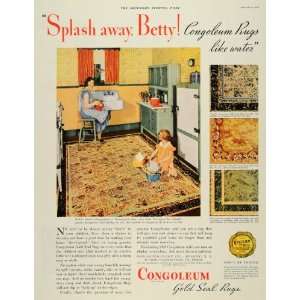 1933 Ad Gold Seal Congoleum Rugs Nairn Floor Covering   Original Print 