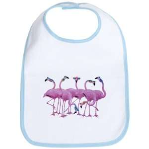  Baby Bib Sky Blue Cool Flamingos with Sunglasses 