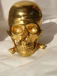 Rare 19th C. English doctors gild bronze Skull Fusee table watch Royal 