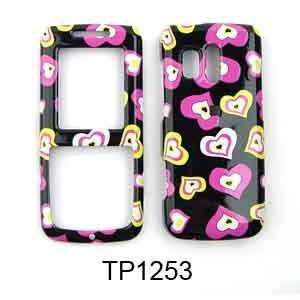 CELL PHONE CASE COVER FOR SAMSUNG MESSAGER R450 FUNKY HEARTS ON BLACK