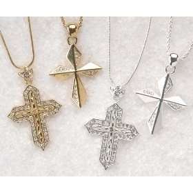   Studded Religious Cross Pendant Necklaces 