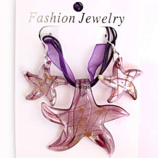   wholesale lot 12set murano glass drop pendant necklace+earring jewelry