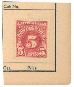 OLD US 5 CENT HINGED POSTAGE DUE STAMP used  