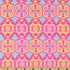   Damask Trellis Blue/Pink Fabric By The Yard Arts, Crafts & Sewing