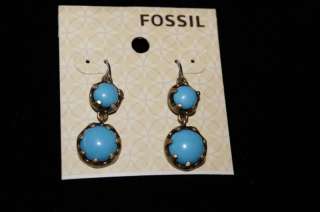 26 Fossil Brand Vintage Gold Blue Stone Earrings NWT  