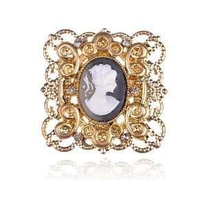   Inspired Golden Cameo Maiden Design Fashion Costume Jewelry Pin Brooch