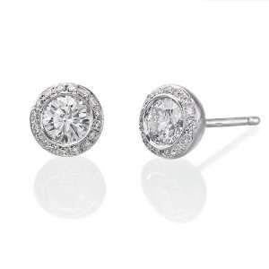 Diamond Earrings in 14K Gold / White   IGI Certified, Round, 1.29 