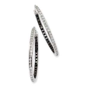  Diamond Fascination B W Diamond Oval Hinged Hoop Earrings 