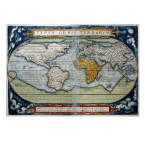 World from Atlas by Abraham Ortelius Theatrum Giclee Poster Print 
