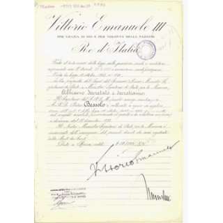 Benito Mussolini il duce & Victor Emmanuel III signed document