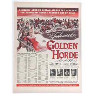  1951 Ann Blyth David Farrar The Golden Horde Movie Print 