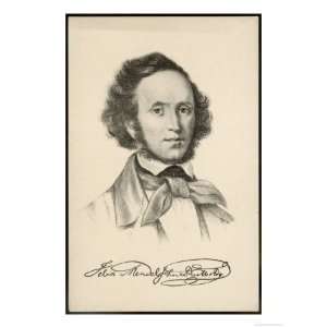 Felix Mendelssohn the German Composer Giclee Poster Print, 12x16
