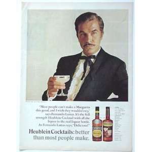  1967 Fernando Lamas Heublin Cocktails Print Ad (1980 