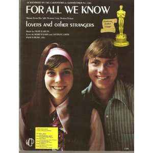  Sheet Music For All We Know Carpenters 100 Everything 