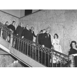  George C. Marshall and Others Coming Downstairs to Greet 