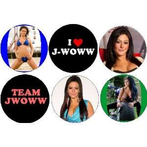 SET OF 6 JWOWW Jenni Farley PINBACK BUTTON 1.25 Pin / Badge JERSEY 