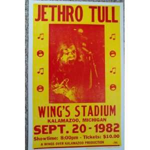 Jethro Tull At Wings Stadium Kalamazoo Michigan 1982 Concert Poster