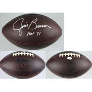 Jim Brown Autographed Ball   Throwback Duke JSA   Autographed 