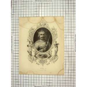  Antique Portrait King William Ii Rufus Engraving