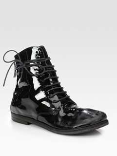 Marsell   Patent Leather Lace Up Ankle Boots
