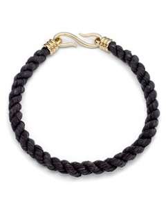 Giles & Brother   Millegrain Leather Rope Necklace