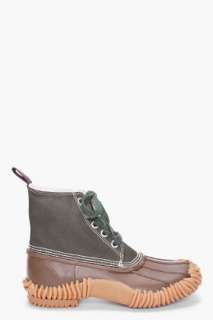 Junya Watanabe Green Canvas Paraffin Boots for men  