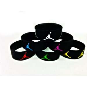  Set of 6 Michael Jordan Black Sport Silicone Wristbands 