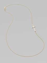  Mizuki 14K Yellow Gold Side Cross Necklace