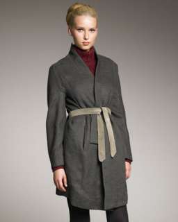 Leather Wool Coat  