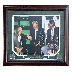 Red Auerbach, Larry Bird & Bill Russell Autographed / Signed Framed 