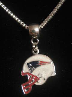 NEW ENGLAND PATRIOTS FOOTBALL HELMET SILVER CHAIN NECKLACE CHARM 