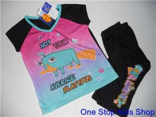 PHINEAS AND FERB Girls 6 6X 7 8 10 12 14 16 Pjs PAJAMAS Shirt PERRY 