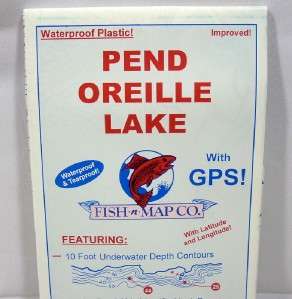 Fish N Map Pend Oreille Lake Fishing Map Waterproof Tear Proof  