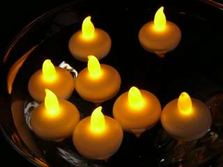 Floating BATTERY Wax Tea Light Candles (48) YELLOW LED  