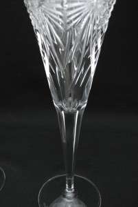 PAIR WATERFORD CRYSTAL CHAMPAGNE FLUTES GLASSES HAPPINESS MILLENNIUM 